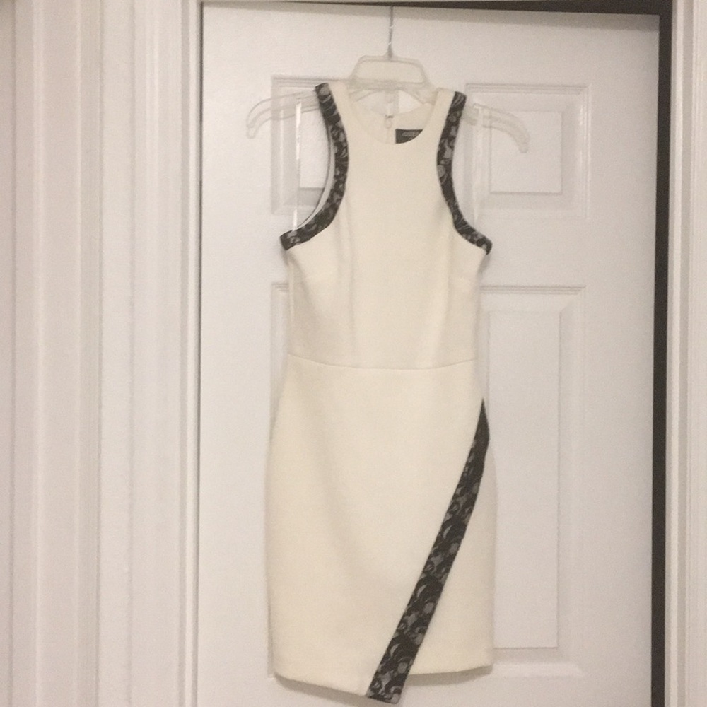 New Guess Beautiful White w Black Lace Dress